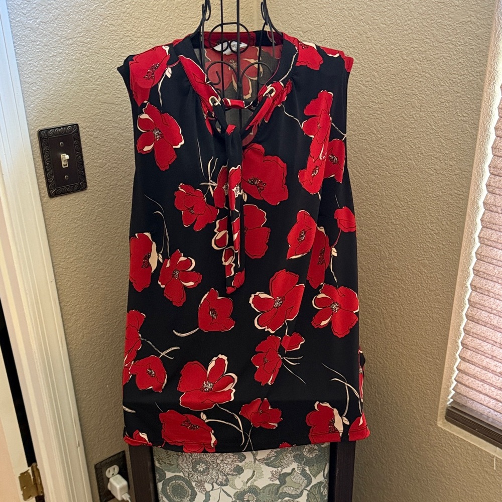 Liz Claiborne Red Floral Blouse